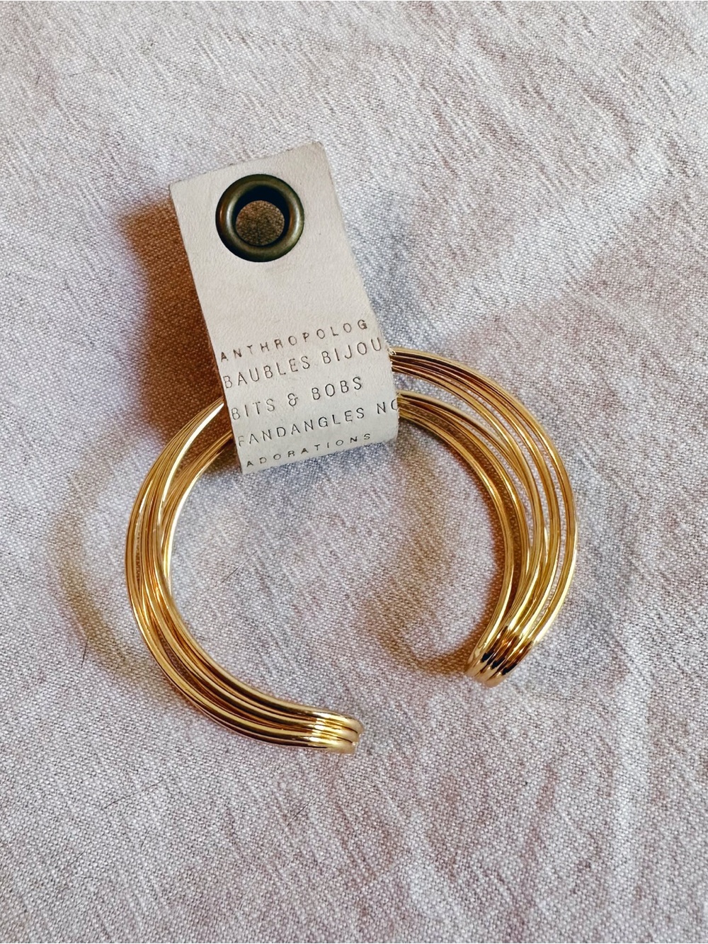 Anthropologie New NWT Delicate Cuff Bracelet gold  brass multilayer modern